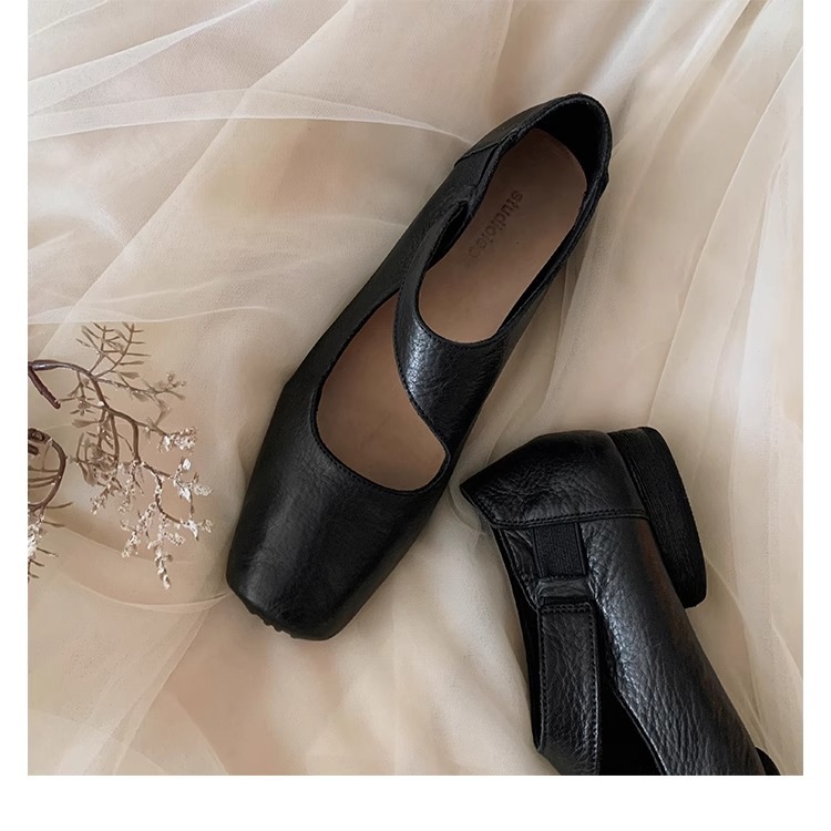 葡萄妈studiolee 高阶质感马皮方头粗跟软面小皮鞋高跟单鞋女秋款详情51