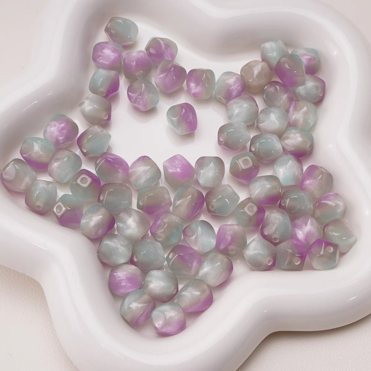 梦幻奶油色晕染八角珠异型珠圆珠散珠手工DIY手链项链珠子饰品配详情2