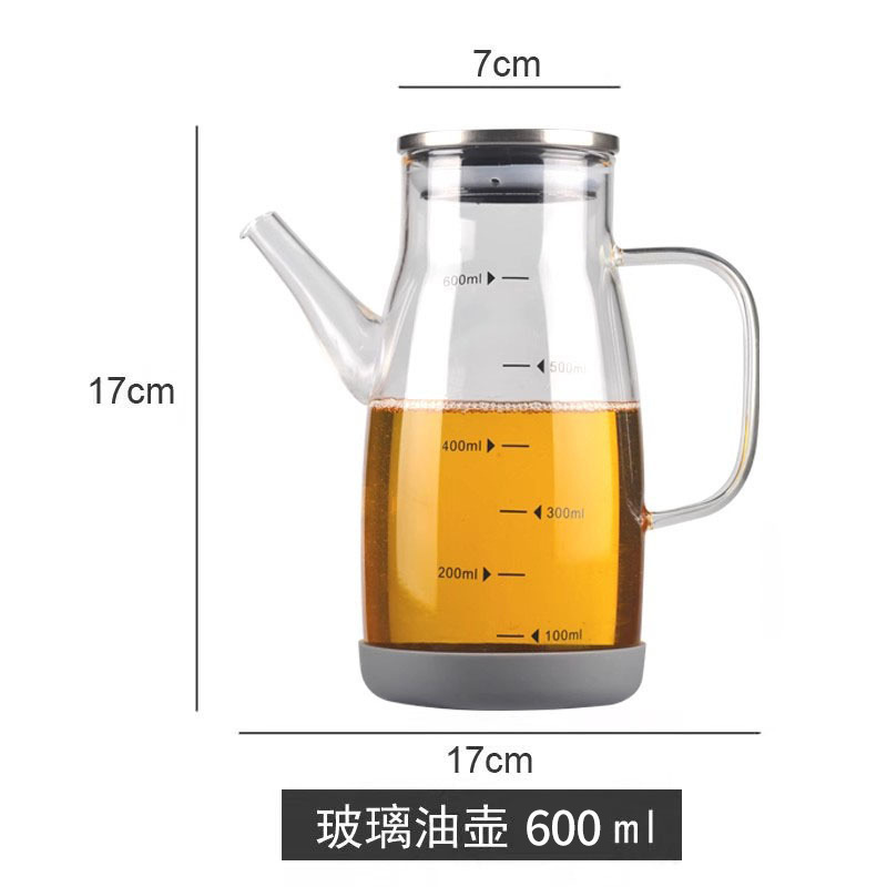 家用玻璃透明油壶高硼硅加厚玻璃鹰嘴不挂油油壶酱油醋调料瓶油壶详情3