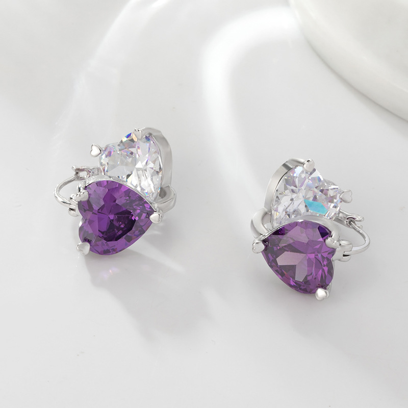 Prima prima rosa corazón aretes mujer delicados nicho dulce multicolor circonitas pendientes sencillos nuevo estilo orejeras pic 10