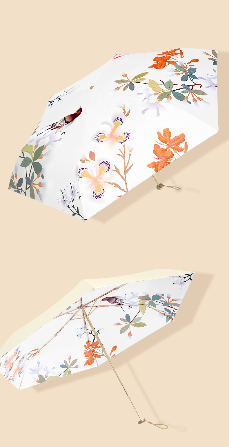 Four Seasons Like Song Color rubber folding umbrella, golden umbrella, ultra-light, compact and portable, wind-resistant three-fold umbrella, all-weather and rainproof sunshade pic 14