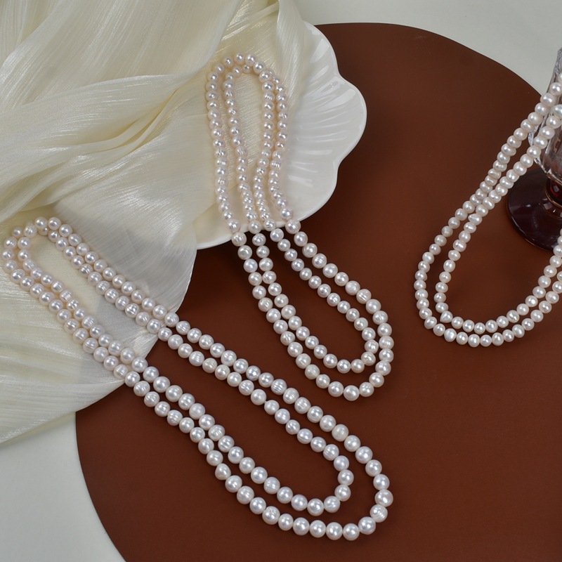 Natural freshwater pearl sweater chain, long, simple and versatile, multi-layer layered cheongsam chain, elegant necklace, Jurchen pearl pic 9