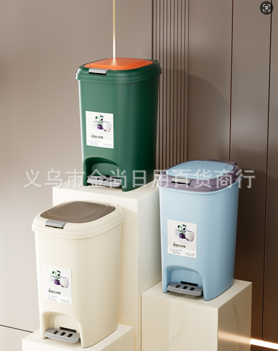 Foot pedal trash can, household living room, bathroom, toilet with lid, Nordic air pressure ring type or inner bucket type trash can pic 3