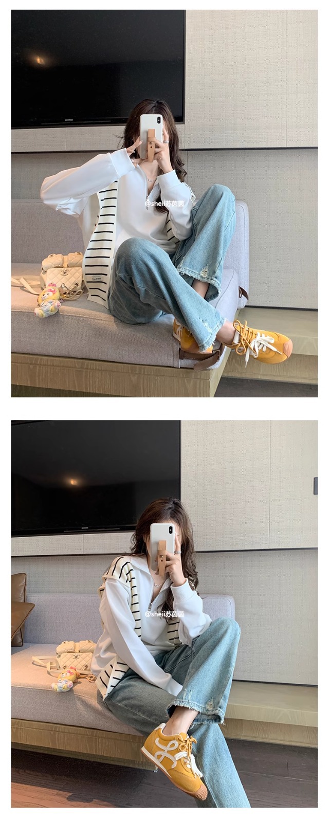 苏茵茵同款7cm内增高版~复古小歪头鸳鸯鞋带休闲鞋德训鞋女阿甘鞋详情18