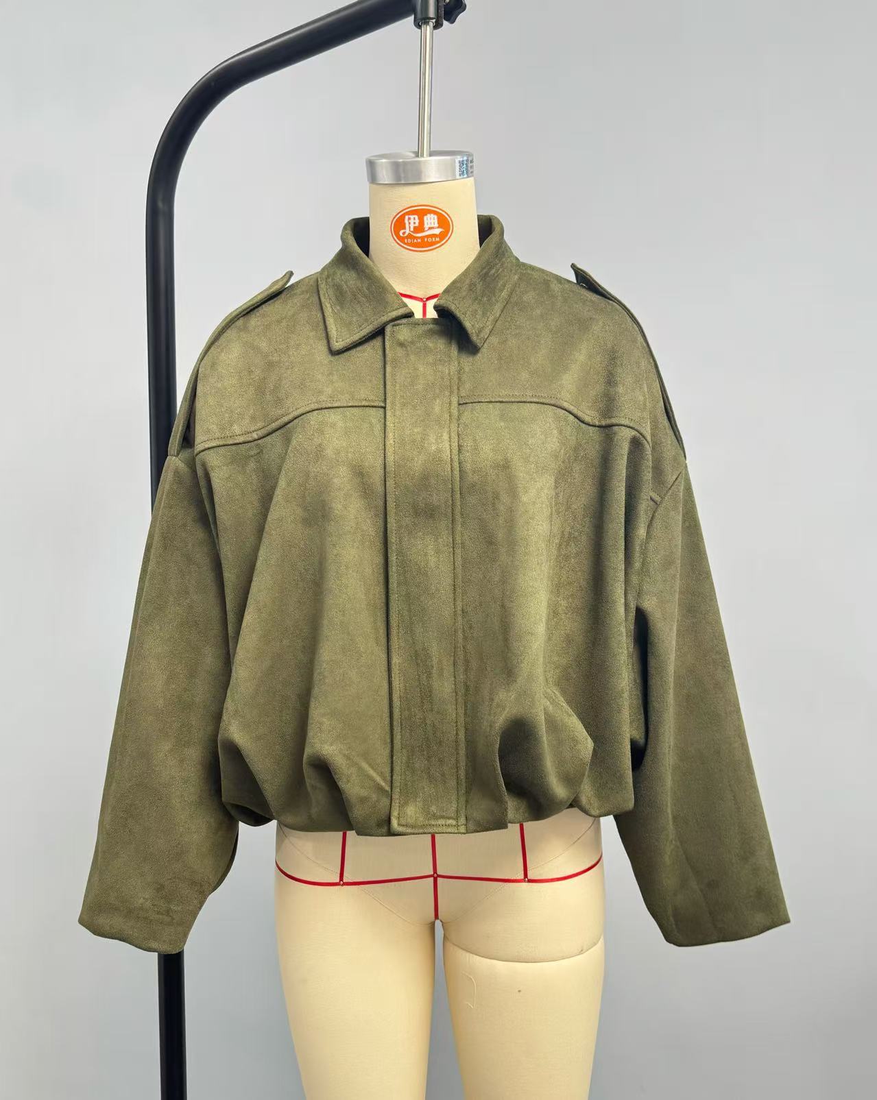 速卖通跨境批发欧美女装2025时尚飞行员夹克蝙蝠袖拉链休闲上衣详情5