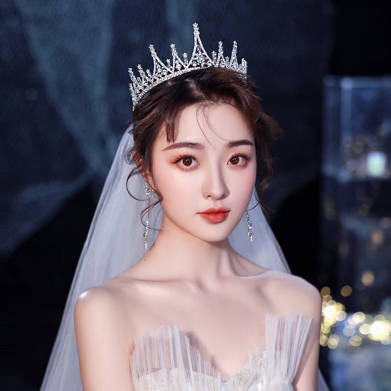 Nuevo estilo estilo coreano sen set atmósfera lujo vestido de novia accesorios mujer cristal diamante corona de pelo novia pic 16