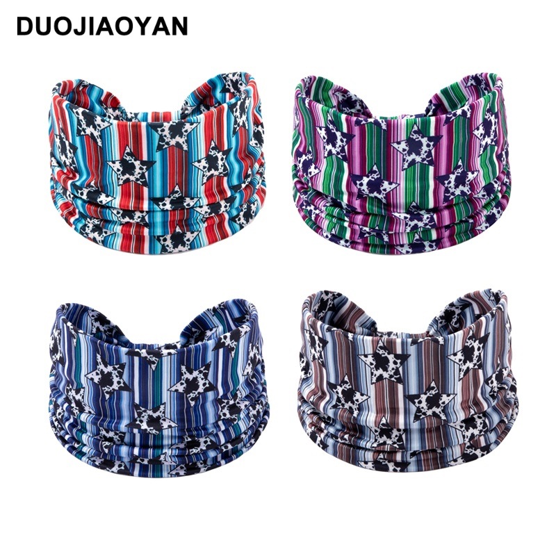 Wholesale of a variety of charming new sporty hair bands, edge knotted hair ties, colorful striped star headscarves, headbands and hair accessories pic 13