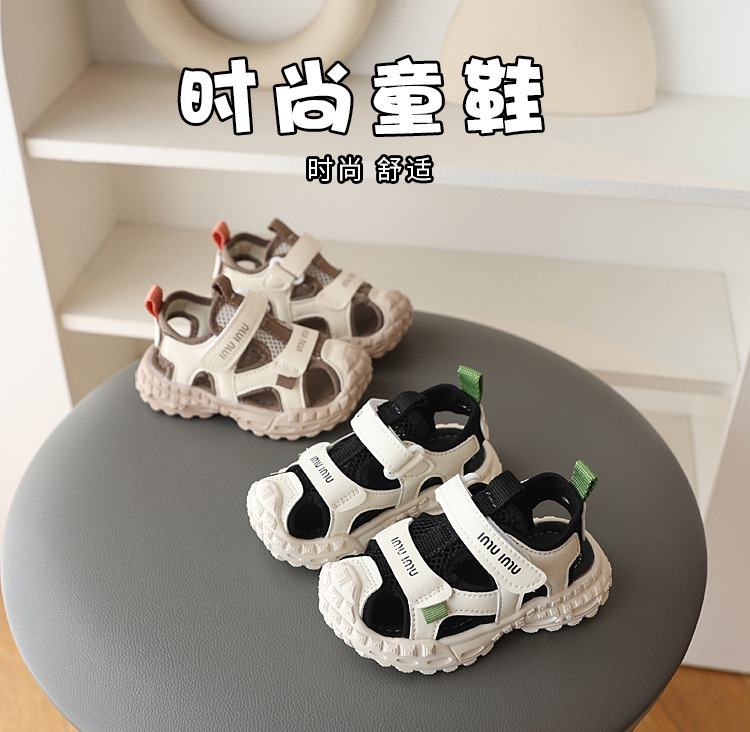 儿童透气网面运动凉鞋女童框子鞋2025年新款中小童防踢包头溯溪鞋详情1