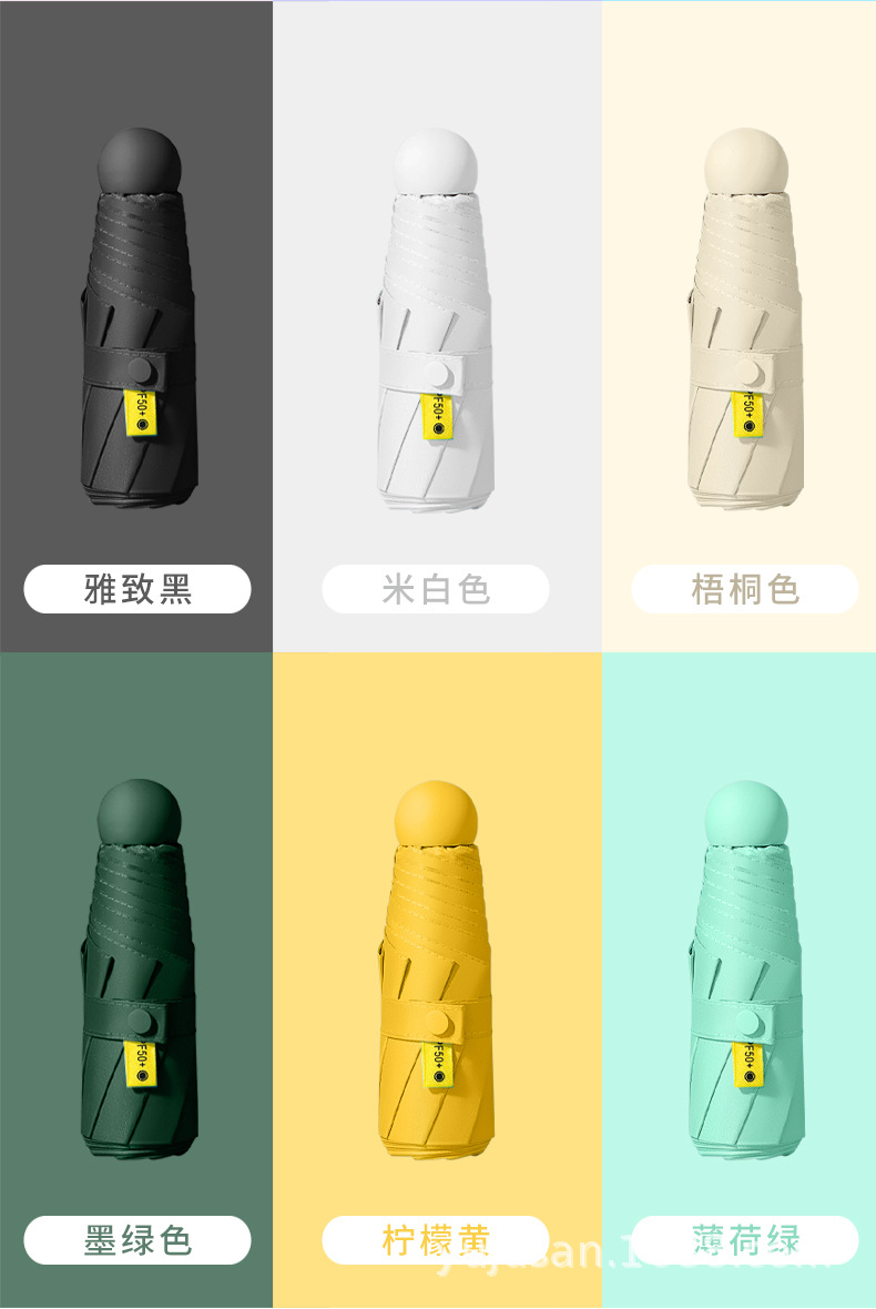 胶囊五折伞迷你小巧便携晴雨两用防晒防紫外线女太阳遮阳定制logo详情2