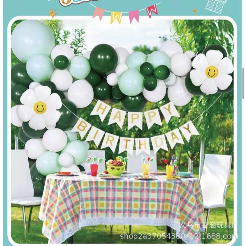 Creative design of green theme balloon set scene arrangement for birthday party balloon chain set scene arrangement pic 8