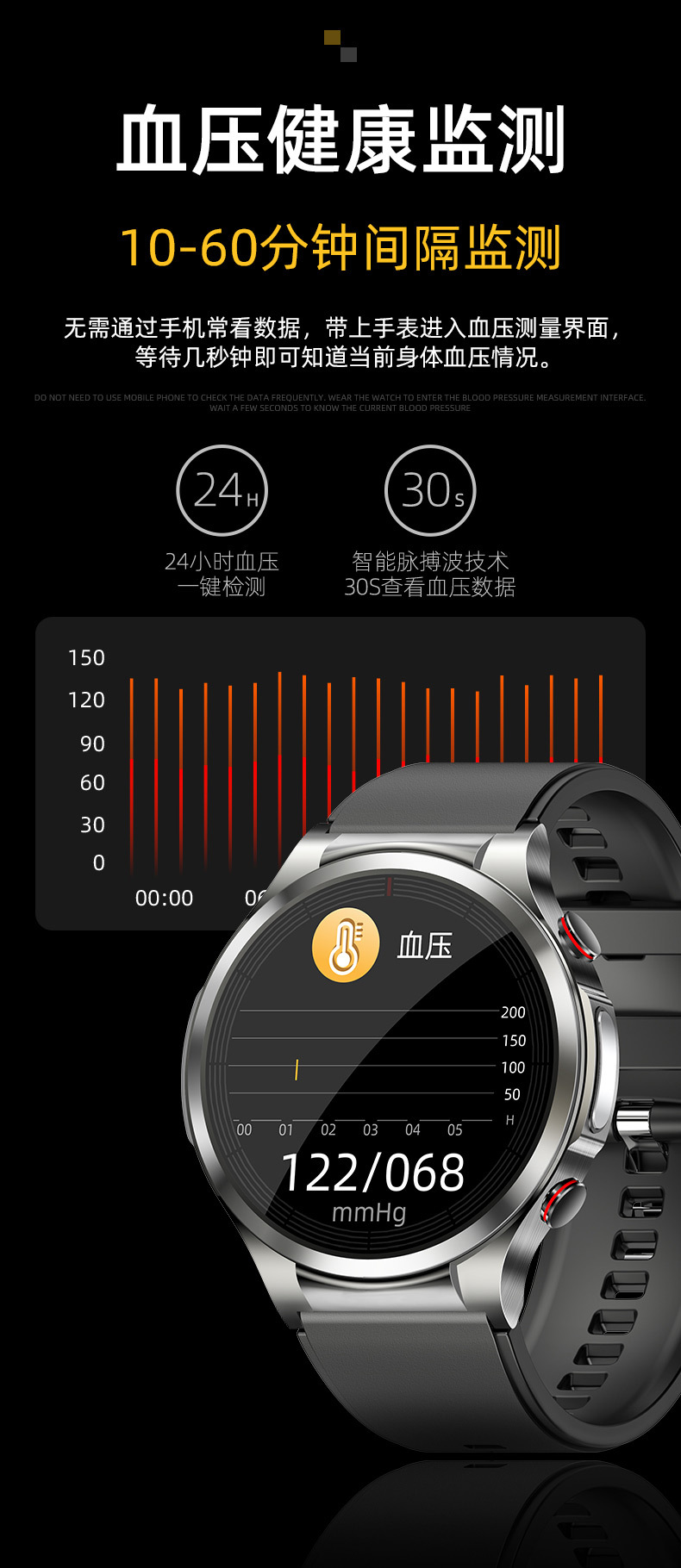 跨境新款W11pro无创血糖智能手表尿酸血脂心电图体温监测通话手表详情16