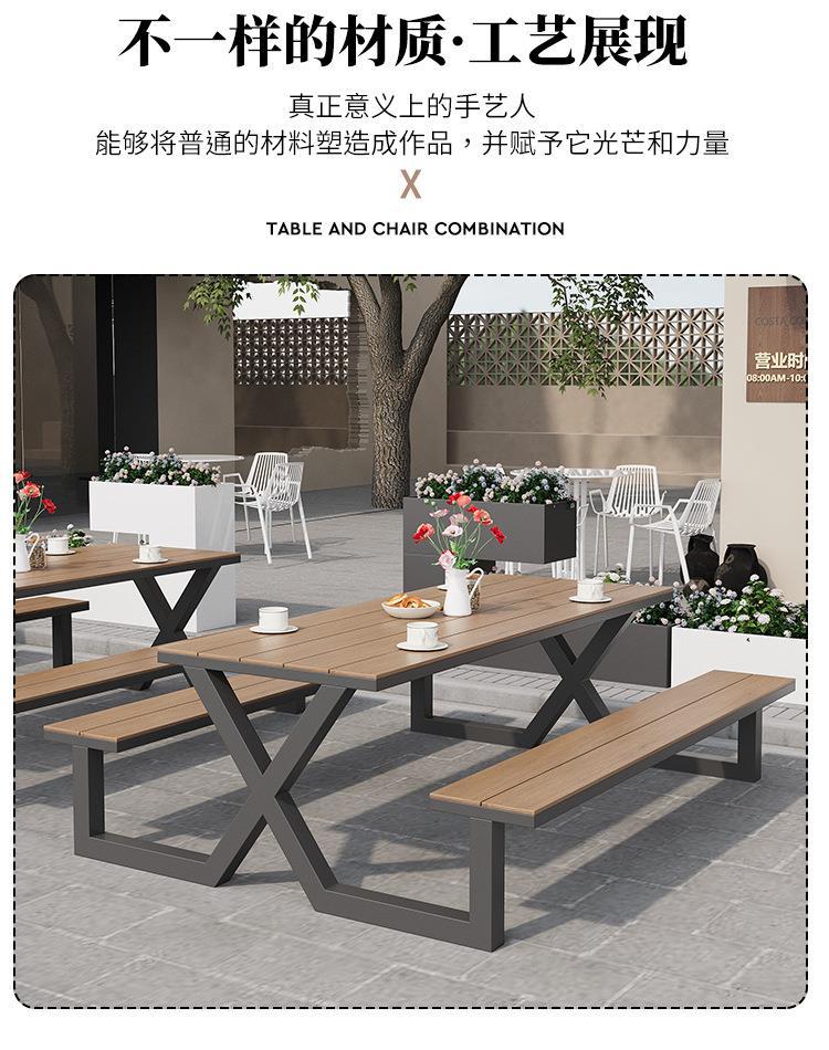 Star Factory outdoor connected park table and chair sets, garden courtyard seats, outdoor benches for scenic spots, square outdoor tables and chairs pic 5