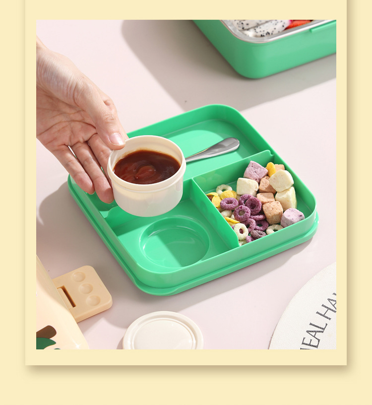 正方形塑料餐盒创意简约饭盒便携密封饭盒学生分隔午餐盒户外便当详情11