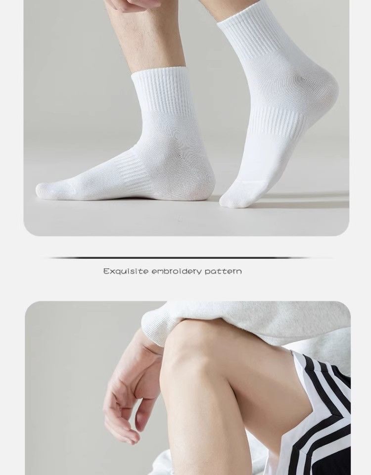 一次性黑白灰袜子男女短袜商务休闲中筒运动袜子地摊超市跨境批发详情11