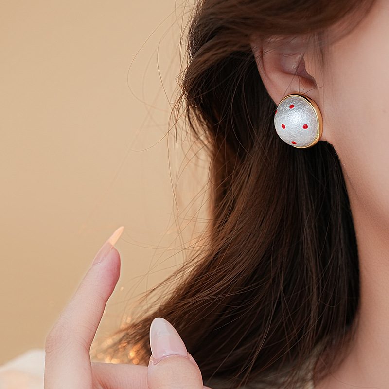 银针法式复古波点棉花珍珠耳钉时尚潮流百搭耳环简约高级感耳饰女详情15