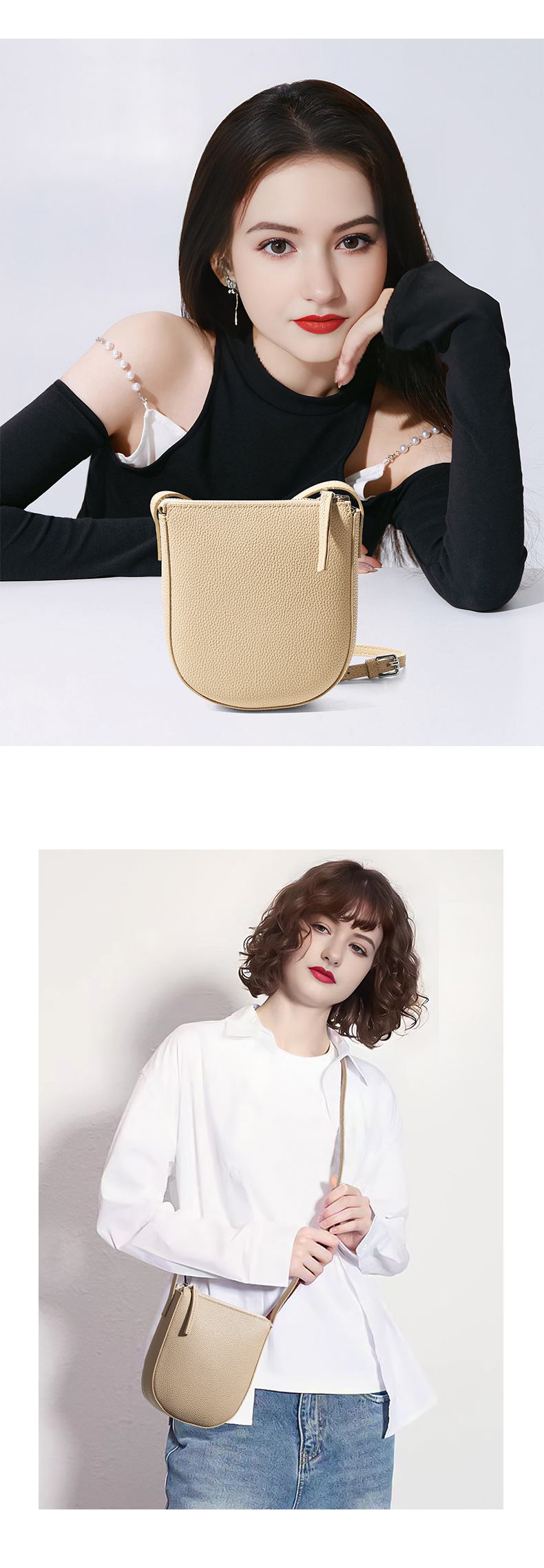 新款真皮大容量韩版手机包 高级感时尚百搭牛皮单肩斜挎小包包女详情19