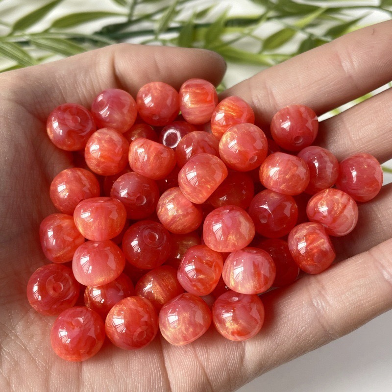 11*8 jelly-colored gilded resin apple beads, round beads, loose beads, string-beads, latched beads, diy handmade jewelry bracelet accessories pic 11