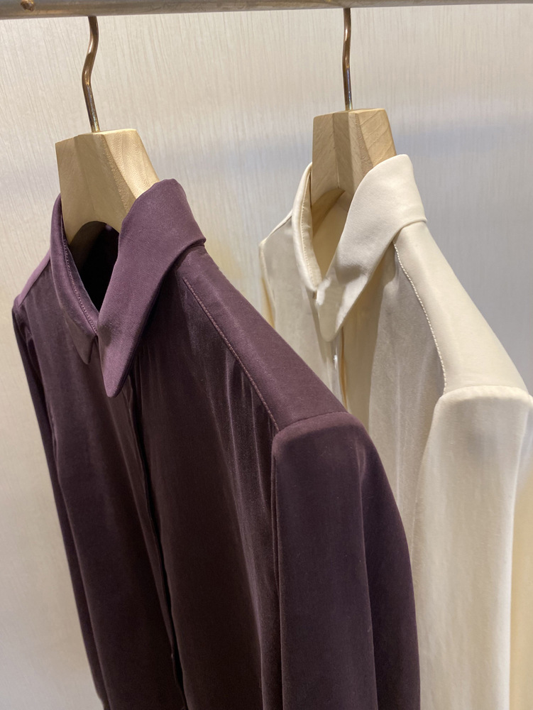 原厂里的禾！上身简直绝了，篙级哑光感天丝翻领长袖纯色气质衬衫详情10