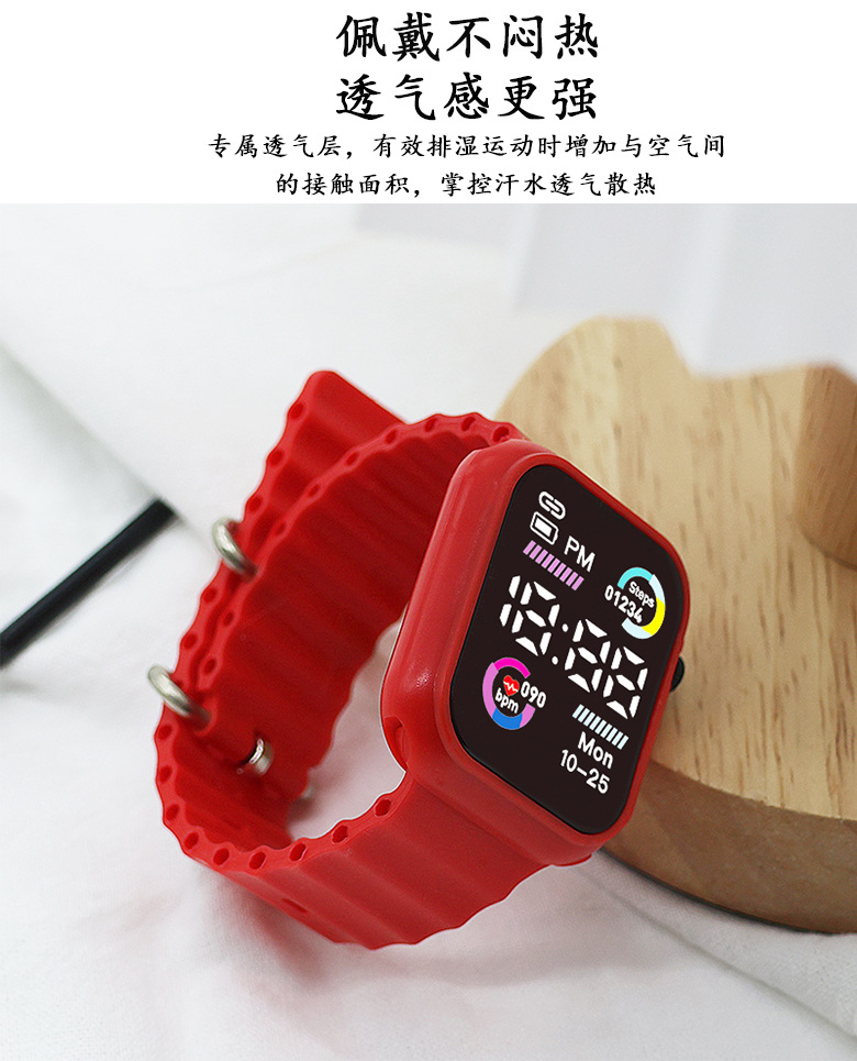 New fashionable and trendy couple LED electronic watch, with a unique and cool dual-color bezel ocean band student sports electronic pic 13