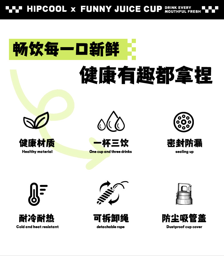 新款防摔耐热Tritan材质水杯速开随手杯户外运动塑料杯车载吸管杯详情2