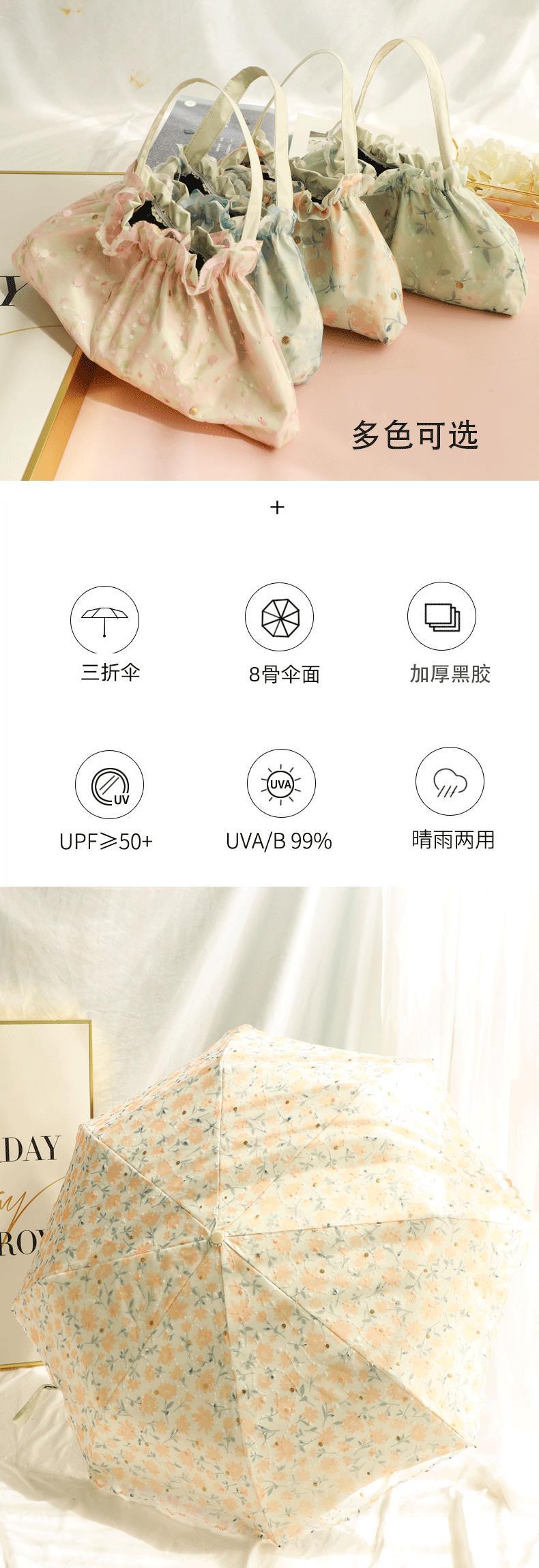 【新品】超甜美蕾丝全自动伞女神双层黑胶防晒防紫外线晴雨两用遮详情3