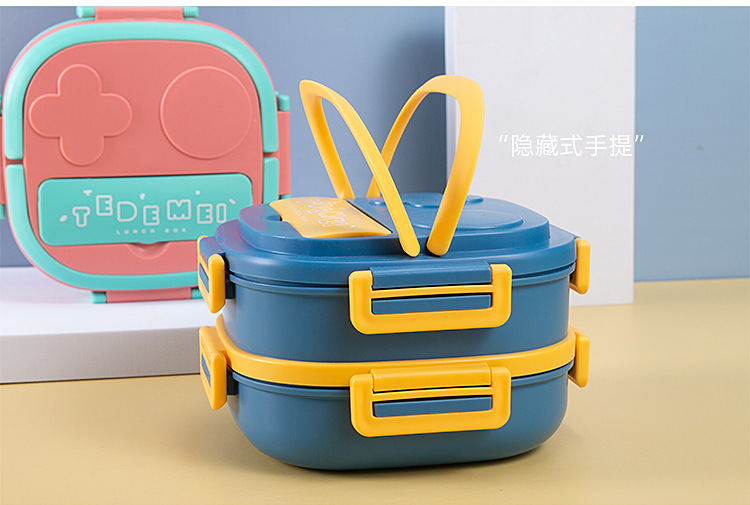 Hand-held insulated lunch box, female adult insulated bucket, square lunch bucket, 304 stainless steel, household lunch box, double layer pic 9