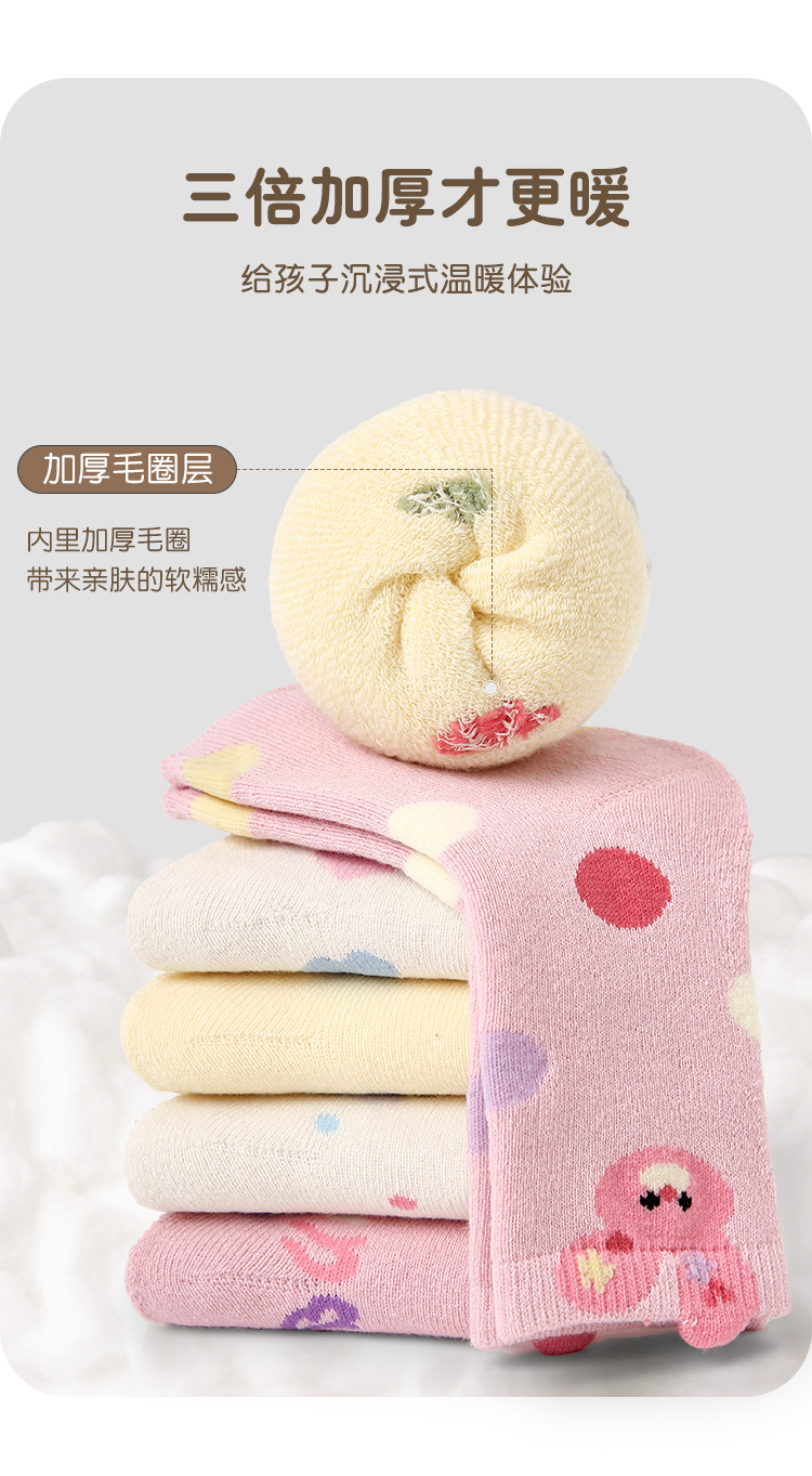 P05儿童秋冬袜子批发卡通萌酷小兔宝宝毛圈袜棉加厚保暖女童袜子详情7