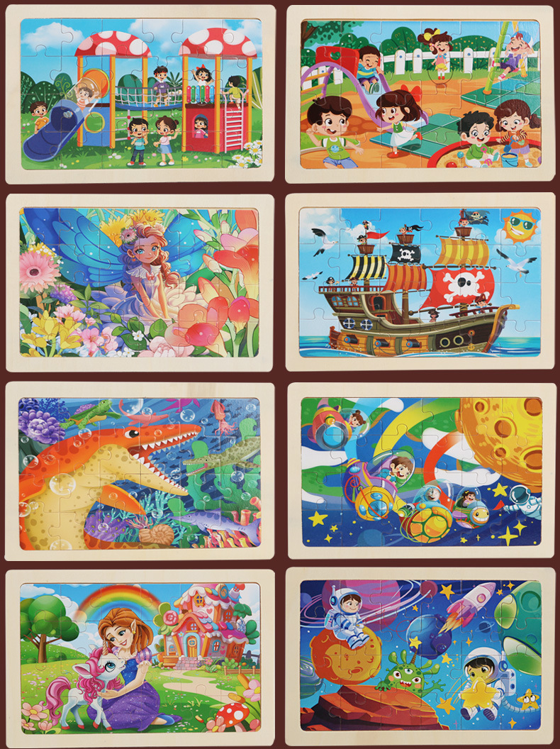 24 pieces of wooden cartoon animal dinosaur flat wooden large jigsaw puzzle for children, educational toys for boys and girls pic 16