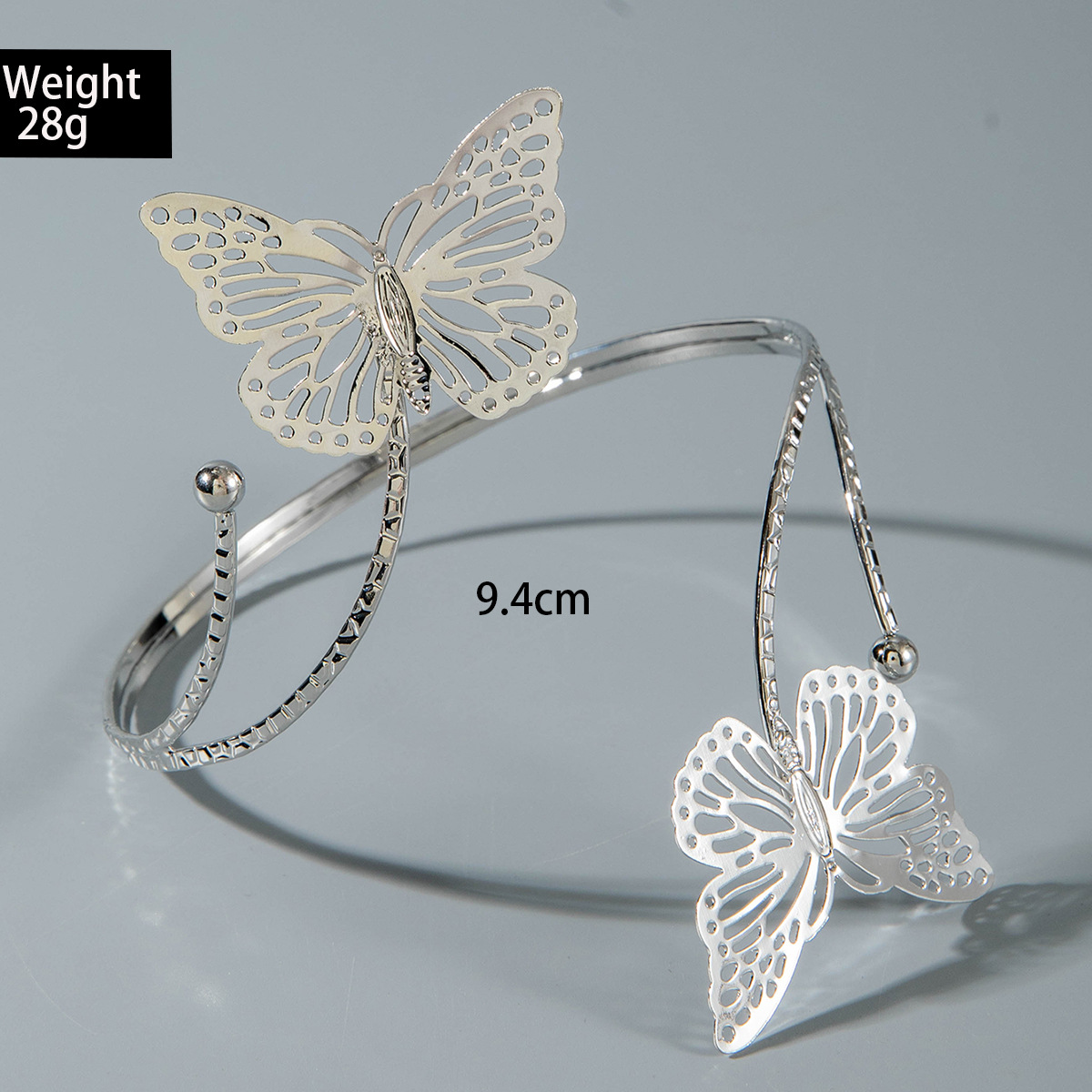 亚马逊跨境个性冷淡风海星手臂镯线条计感蝴蝶环形开口臂镯女详情90