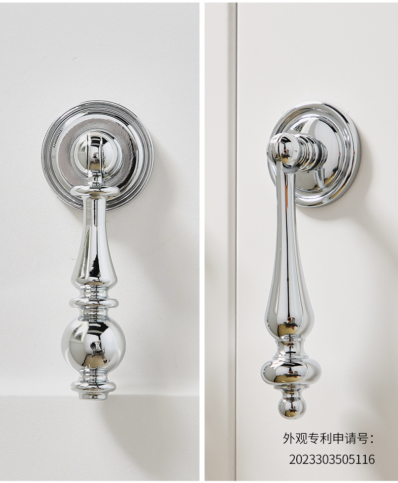 黄铜法式银色镀铬衣柜门拉手现代奶油风轻奢圆球单孔橱柜抽屉把手详情20