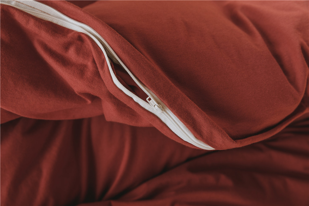 ins Japanese-style solid color all-cotton knitted cotton four-piece set, skin-friendly nude sleeping plain double-layer Indian cotton bed sheet pic 78