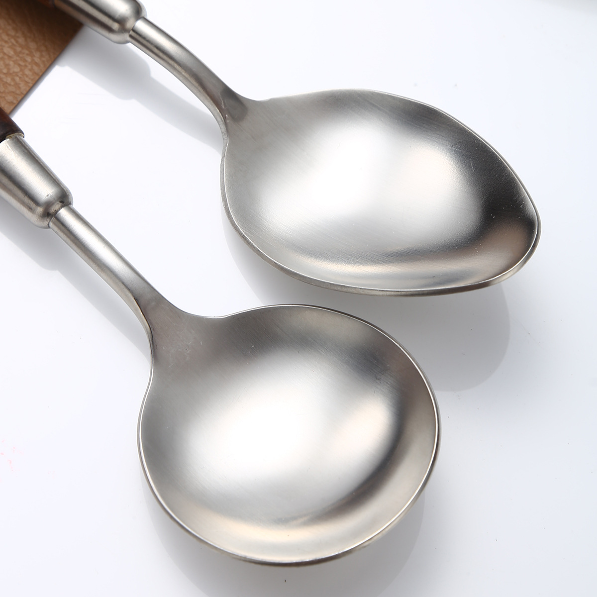 304 stainless steel knife, fork and spoon, light luxury retro walnut wood handle, Western cuisine brushed, restaurant household thickened soup spoon pic 14