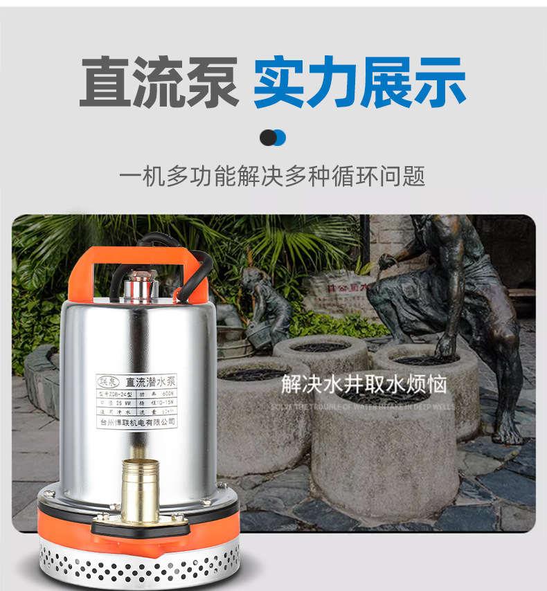 直流潜水泵12V24V48V60V电瓶车电动车纯铜水泵小型灌溉农用抽水机详情6