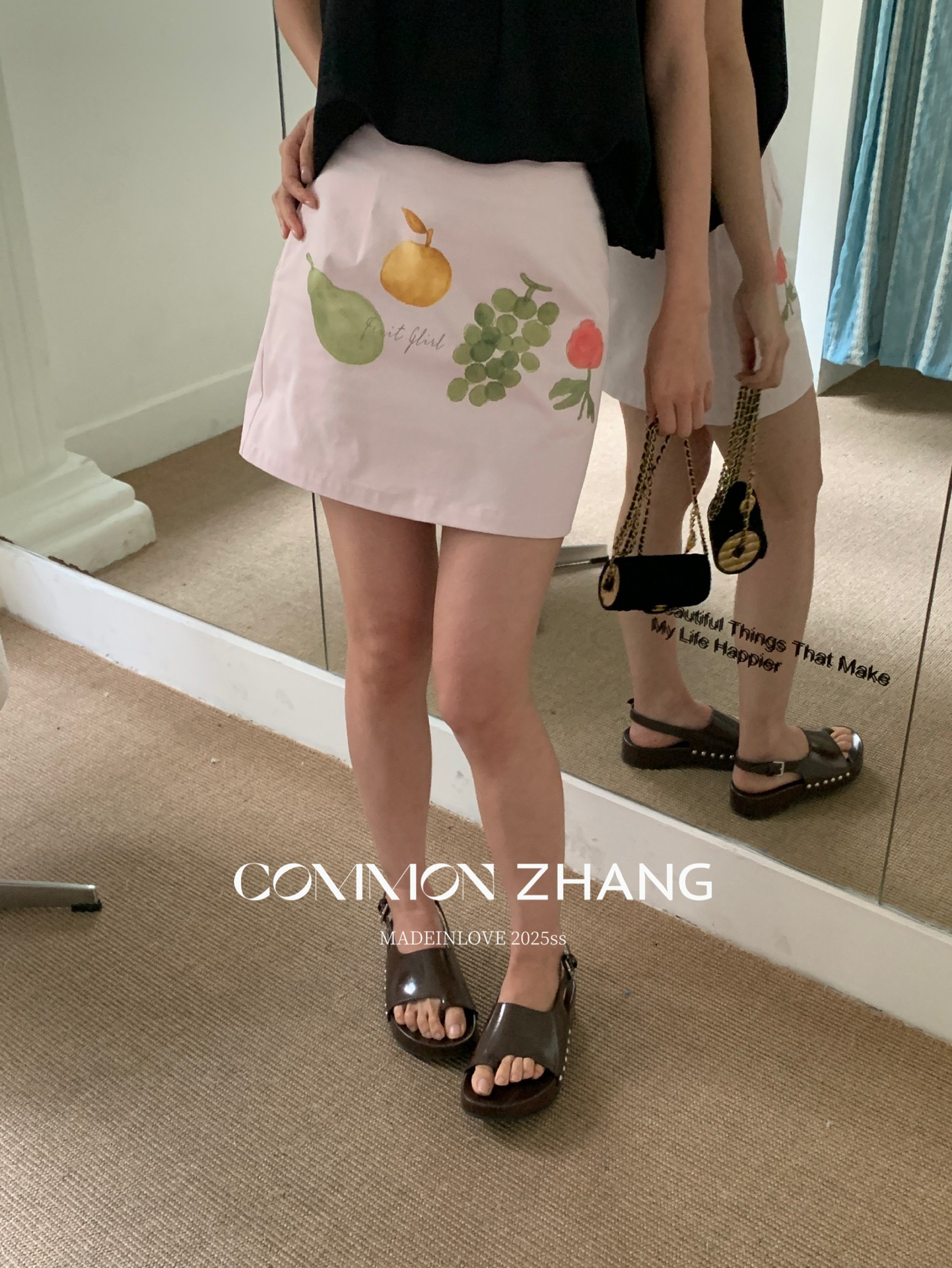 CZ ZHANG Summer Vacation Playful and youthful fruit-printed short skirt, low-waisted and versatile A-line skirt B22578 pic 26
