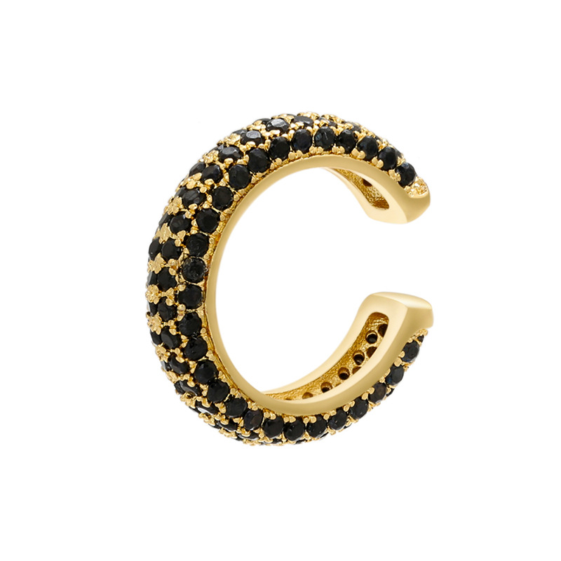 Beaded buckle jewelry, micro-inlaid color diamond ear bone clip, color zirconium simple style ear clip earrings, copper 18K gold-plated VE131 pic 5
