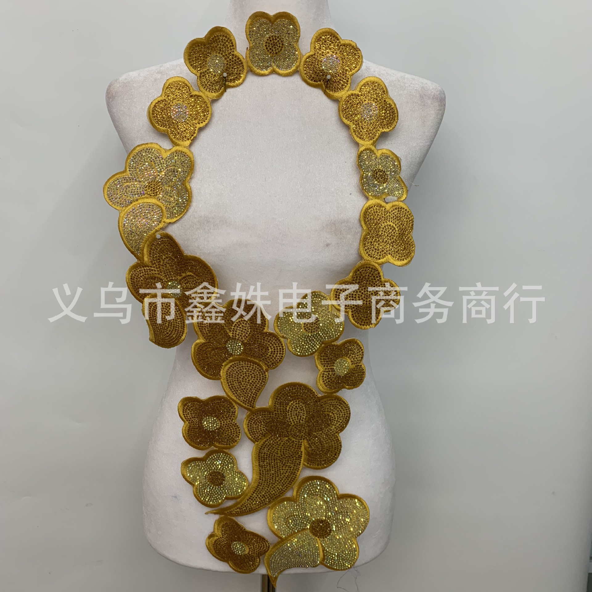 Multi-color adhesive full diamond collar flowers, multi-color large embroidered fabric stickers for stage costumes, opera and animation accessories pic 8