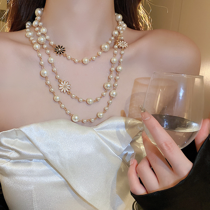 Irregular long pearl necklace, French light luxury style, sweater chain, niche simple and high-end necklace wholesale for women pic 52
