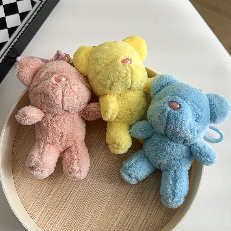 Cute candy-colored eyeless bear figurines, keychains, small pendants, backpack decorations, plush toys, claw machines, dolls pic 2