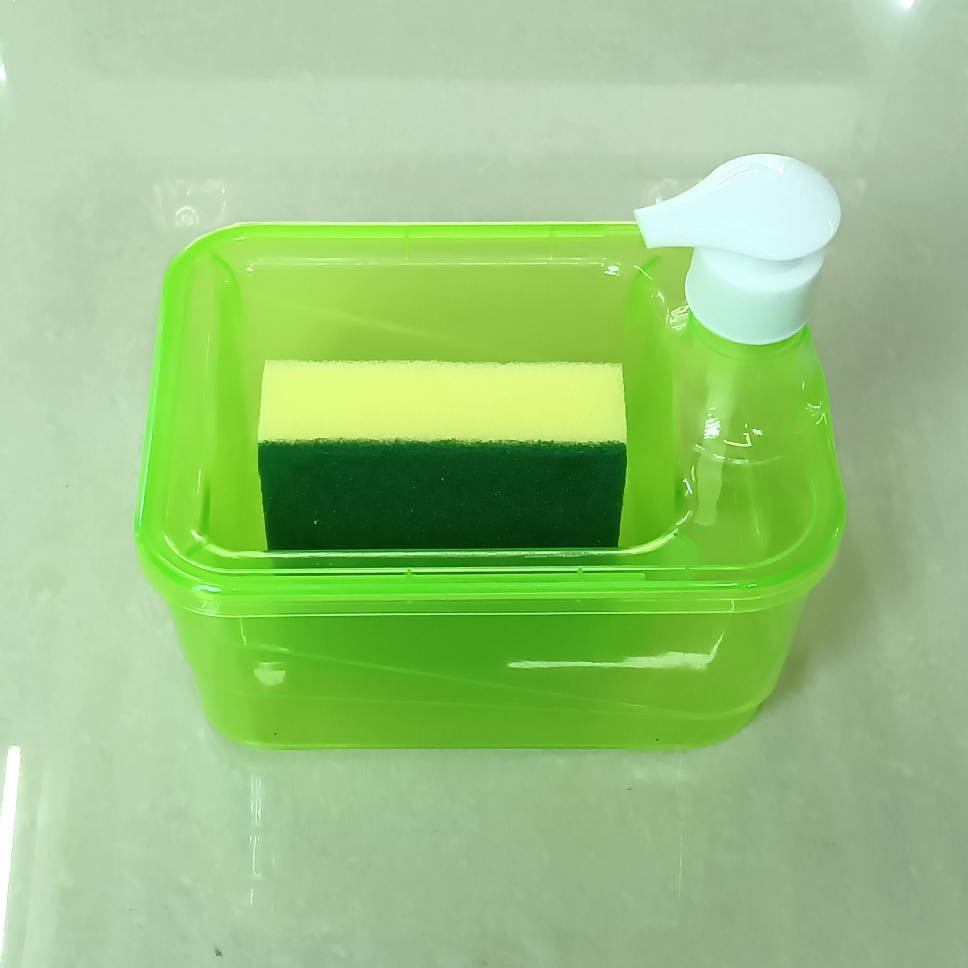 跨境厨房清洁洗洁精加液器按压自动皂液器出液盒洗碗刷组合给皂器详情6