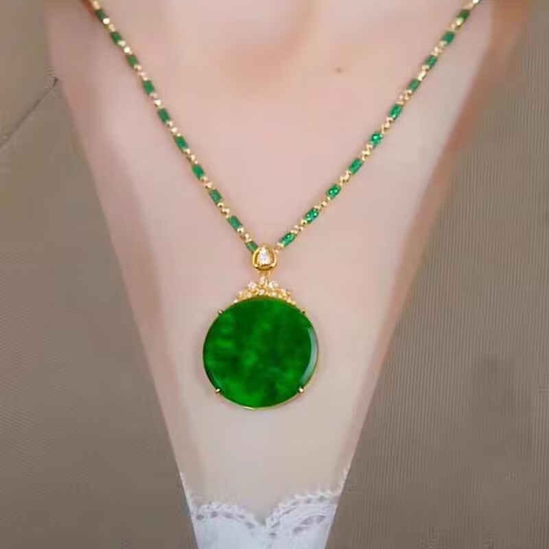 网红爆款仿玉石吊坠原创设计竹节链气质时尚项链个性服饰配件批发详情11