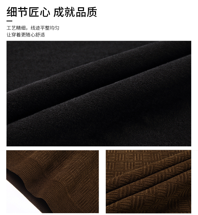 厂家现货加绒毛衣男冬季新款圆领保暖纯色提花休闲打底男士针织衫详情9