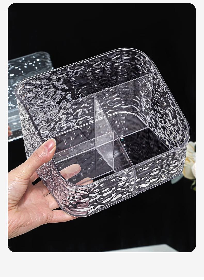 Water ripple acrylic large-capacity storage rack, light luxury cosmetics storage box, desktop dressing table, lipstick and skin care products pic 4