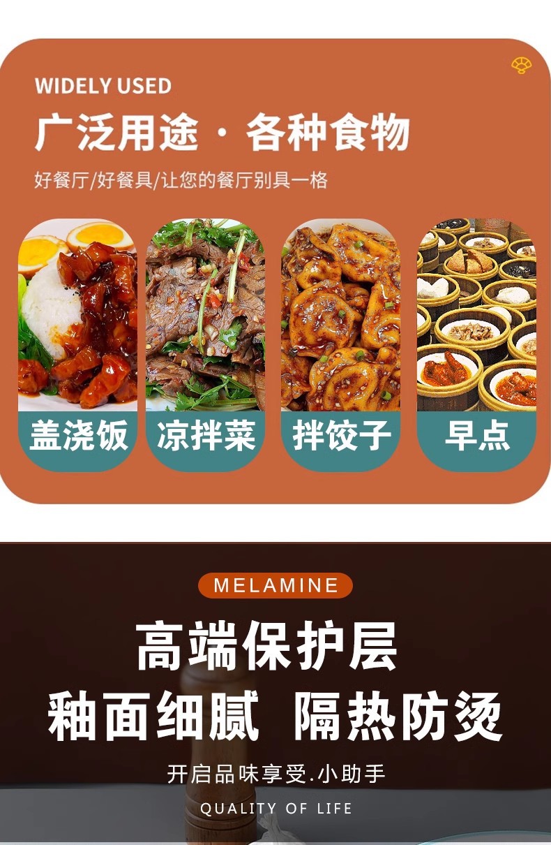 密胺盘子圆形塑料仿瓷圆盘商用餐厅自助快餐盖浇饭盘凉菜骨碟平盘详情6