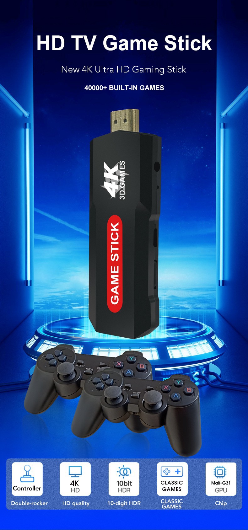 X2 single-system home nostalgic game console for export, 64G ultra-high-definition input wireless controller game console pic 1