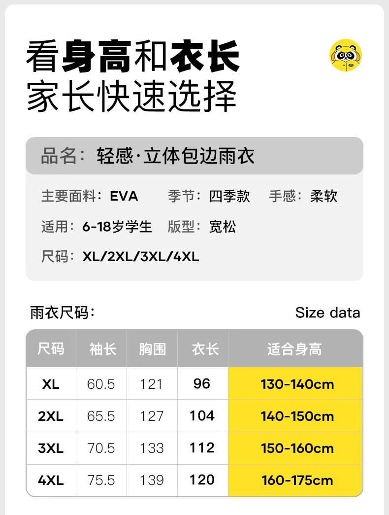 牧萌儿童雨衣男童女孩全身防暴雨小学生带书包位上学专用学生雨披详情33
