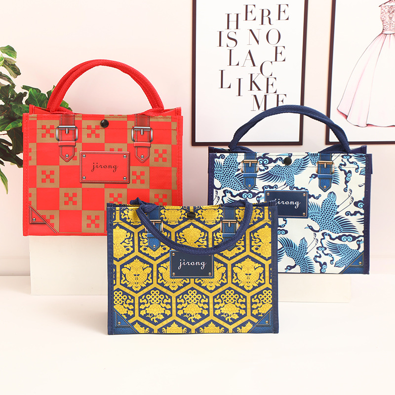 时尚国风PP编织加厚女士手提购物袋 便携旅行托特包 篮式家用礼品袋 外出必备时尚购物工具详情2