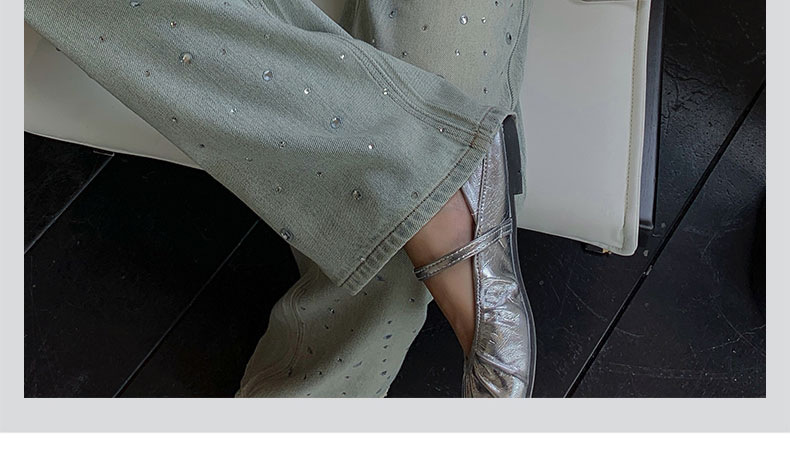 怀旧蓝牛仔高腰阔腿裤女2024春夏新款设计感烫钻时尚拖地裤详情4