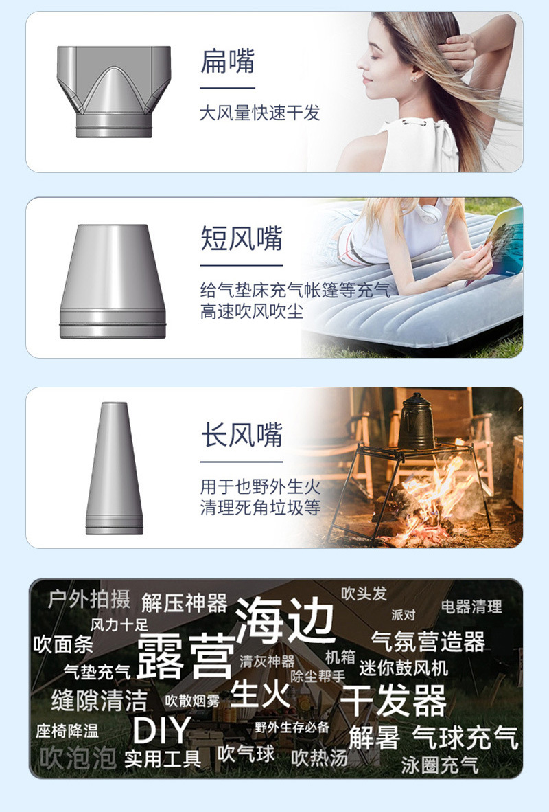 跨境车载一体无刷吹尘器多功能汽车充电式便携迷你无线高速吹风机详情5