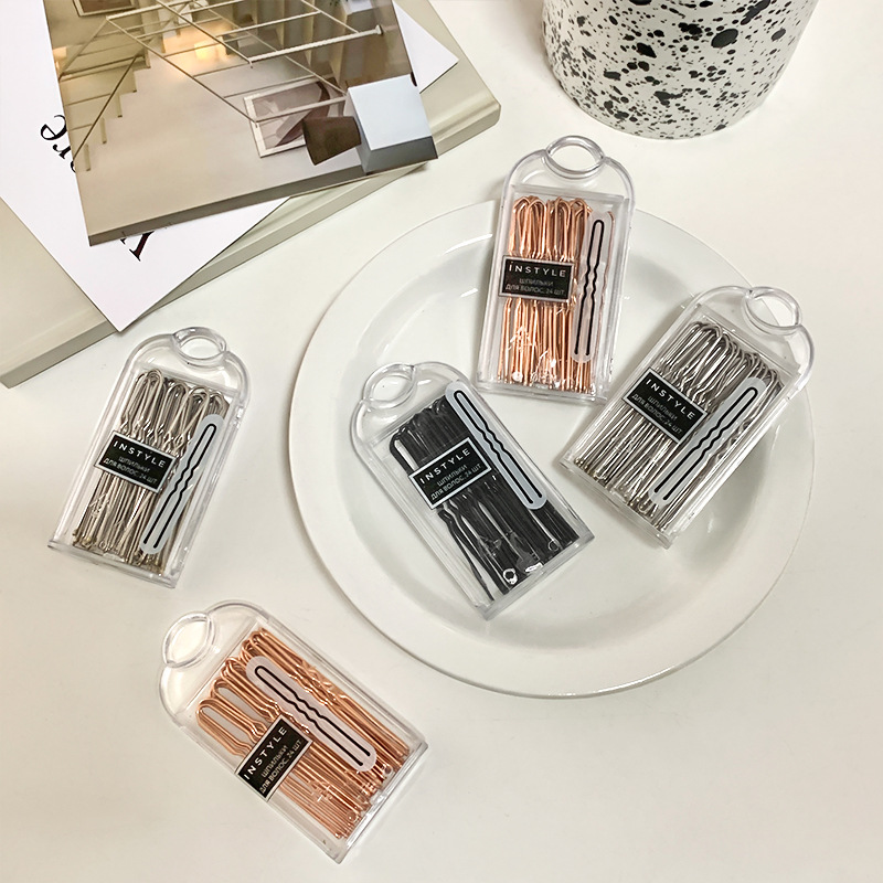 新款U形夹一字夹盘发头饰扎头发丸子头花苞头发饰后脑勺插梳神器详情4