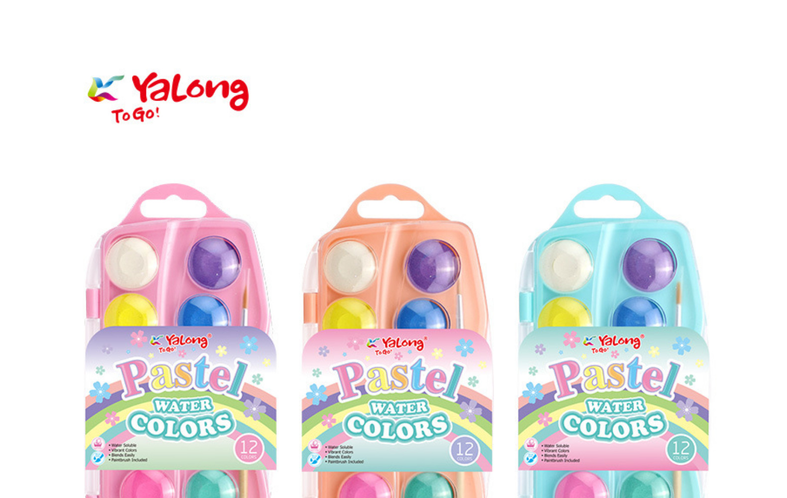 Yalong wholesale no tóxico macaron 12 colores rápido secado soluble en agua gouache pigmento para niños pintura pic 1
